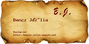 Bencz Júlia névjegykártya